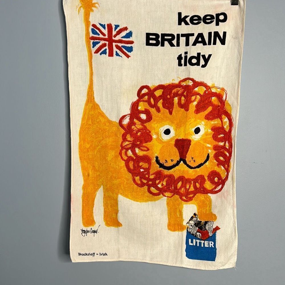 Royston Cooper Keep Britain tidy tea towel vintage souvenir travel poster